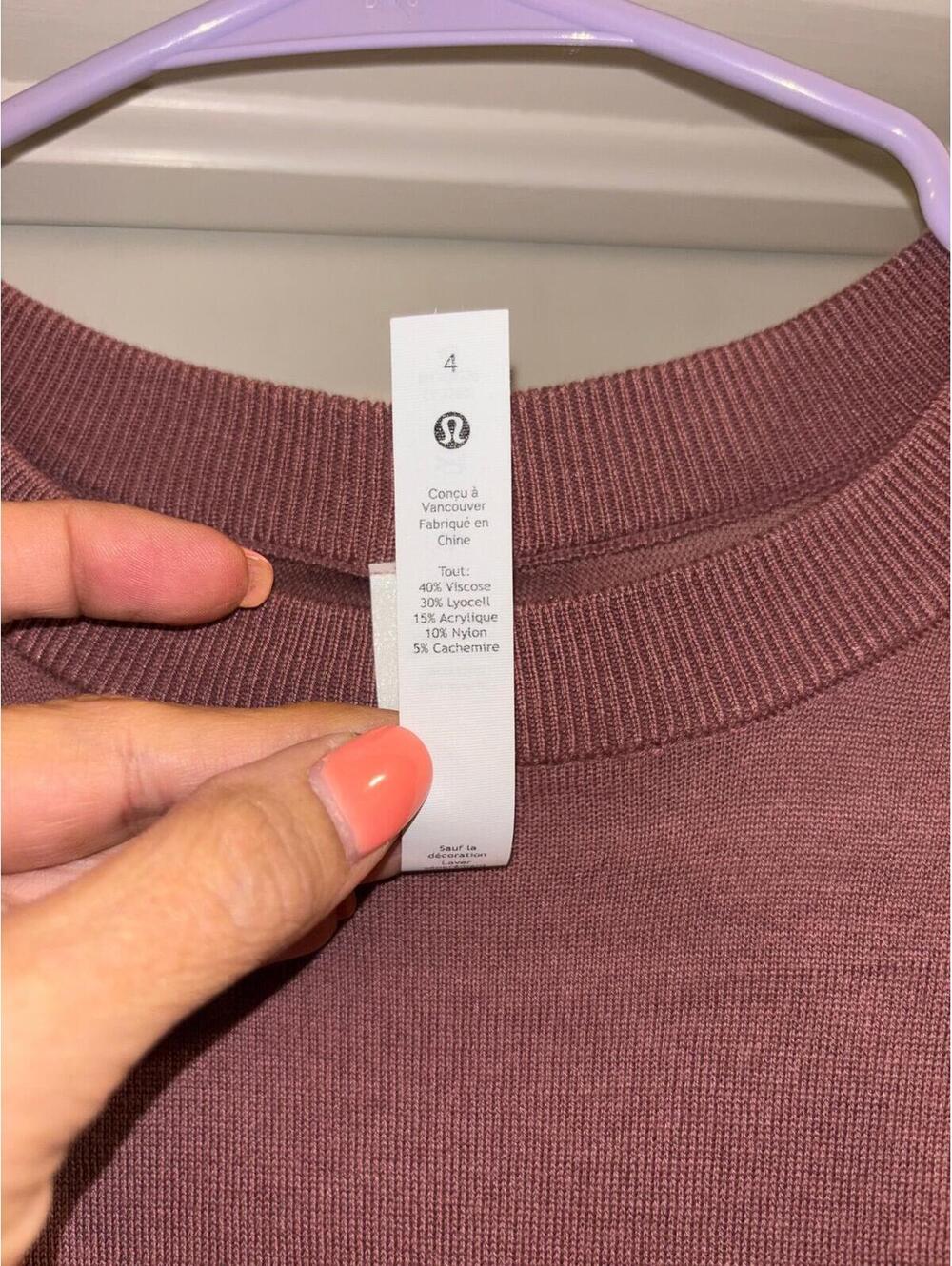 Lululemon Boolux Lightweight Sweater Mauve Thumbhole Top Size 4 NWT - Picture 9 of 10
